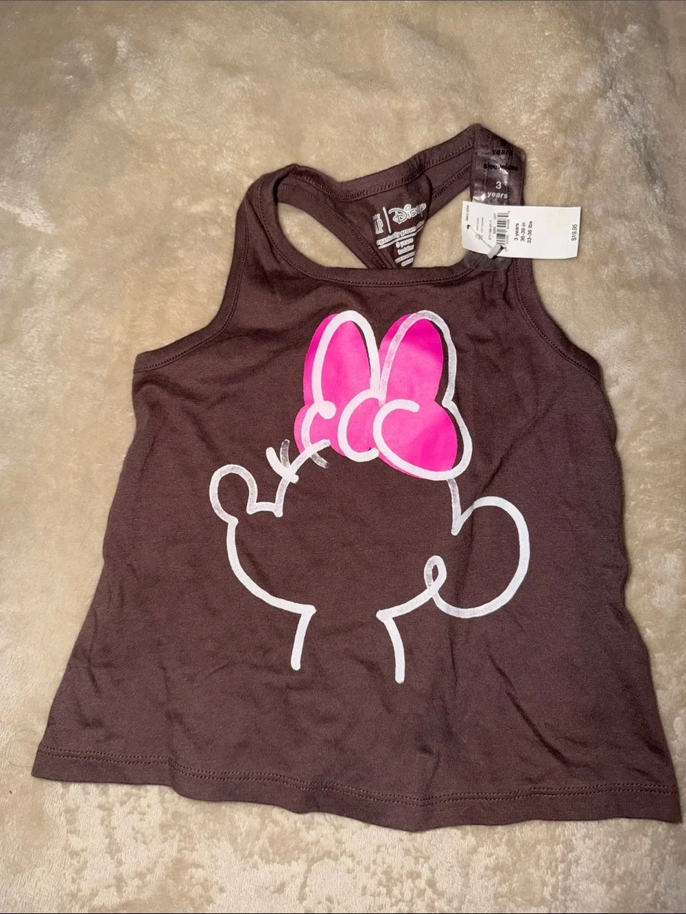 Gap Disney Brown Tank Top with Pink Minnie Bow Graphic